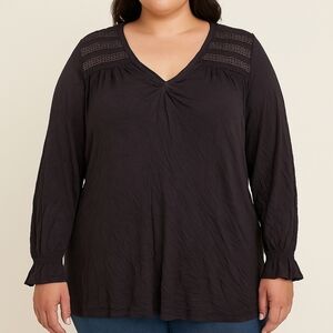 Lane Bryant Black Long Sleeve Blouse – Size 14/16 (14W) Top Shirt